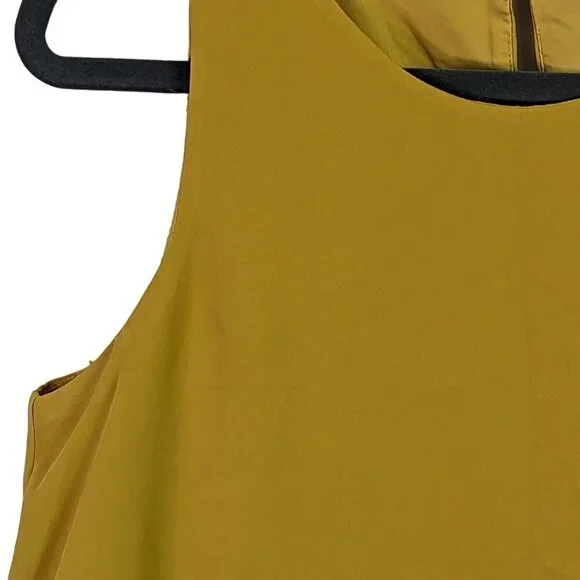 Banana Republic Women size 2 Tiered Lined Dress Mustard Sleeveless Pockets - Picture 5 of 13